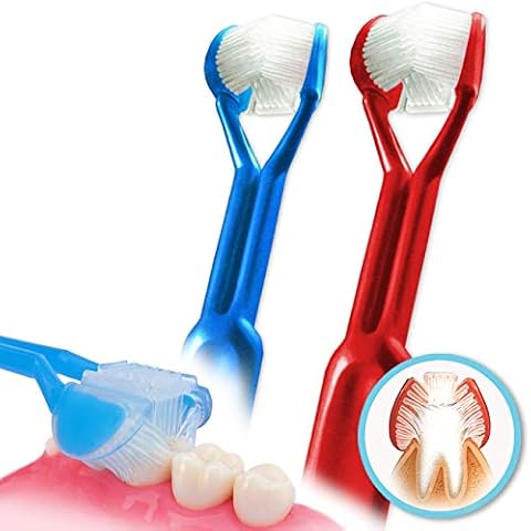 DenTrust 2-PK 3-Sided Toothbrush | Made in USA | Ultra Soft | Triple Clean + Tongue Scraper | Kids Children Braces Special Needs Cover