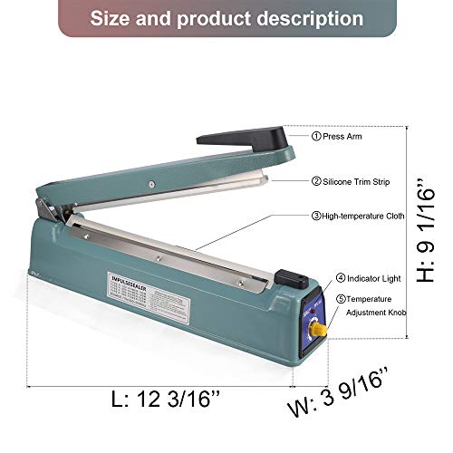 Konmee 8 Inches 200mm Bag Sealer Impulse Heat Sealer Hand Sealer Machine with an Extra Replacement Kit