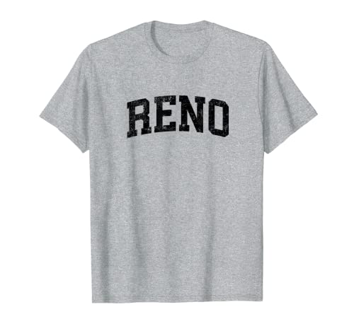 Reno Nevada NV Vintage Athletic Sports Negro Diseño Camiseta
