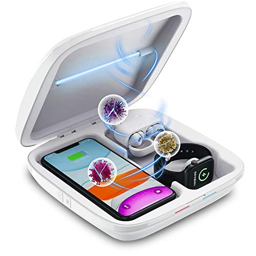 Portable UV Phone Sanitizer with Wireless Charger, Multi-Function UV Light Sterilizer, 4-in-1...