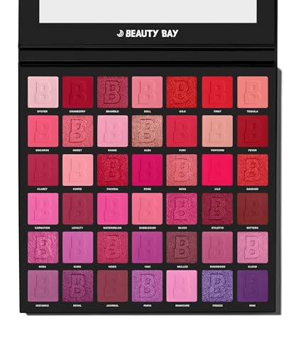 BEAUTY BAY Berries Colour Eyeshadow Palette - 42 Eye Shadow Shades - Ultra Pigmented Pinks, Purple, Reds, Eye Make-Up - Matte Metallic Shimmer Makeup Set - Vegan And Cruelty-Free