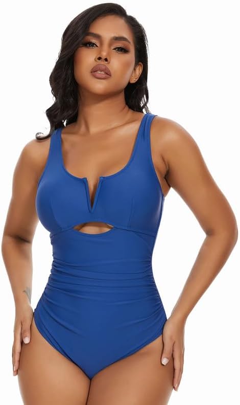 SHAPERIN Women's One Piece Swimsuits Tummy Control Bathing Suit Sexy Cutout Swim Suit Padded Push Up Swimwear Monokini