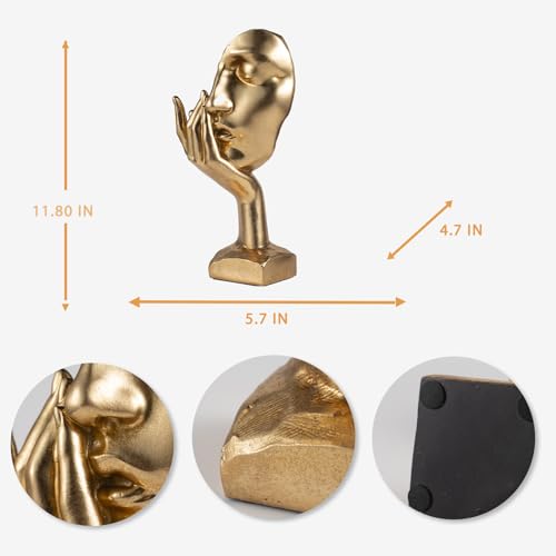 EPTUEGA Thinker Statue -Gold Sculptures Modern Home Resin Decor -,12\" H Collectible Figurines for Home Office Bookshelf Desktop TV Stand Decorative