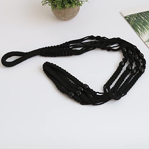 Macrame Plant Hanger Indoor Hanging With Wood Beads Macrame Planters No Tassel For Indoor Outdoor Boho Home Decor 35 Inch (Black,1Pc) #TOP4
