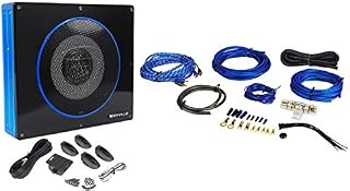 Rockville RW8CA 8" 600 Watt Under-Seat Slim Amplified Car Subwoofer +Wire Kit