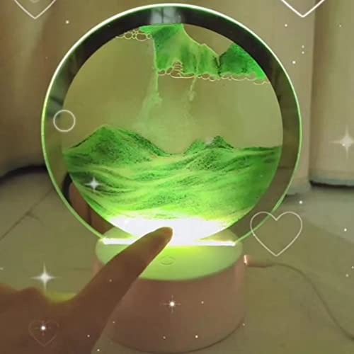 Xugenxes Sand Painting Table Lamp With Remote Control, 3D Hourglass Light Mobile Sand Art - Deep Sea Sand View, Quicksand Lamp, Living Home Desktop Decoration (Green, Excluding 3Aa) #TOP6