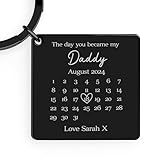 Beecreative Personalised The Day You Became My Daddy Keyring, Daddy Gift from Daughter Son Baby, 1st First Father's Day, Engraved Black Metal Keyring With Gift Box