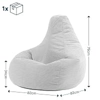 Icon Dalton Sitzsack Cord, Dunkelgrau, Gaming Sitzsack Erwachsene mit Füllung, Bean Bag, Lounge Sessel, Lounge Stuhl, Schlafzimmer, Wohnzimmer Möbel – Ansicht 3