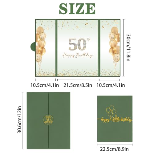 Image of DARUNAXY Green & Gold Happy 50th Birthday Alternative Signature Guest Book
