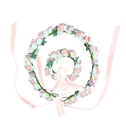 1 Conjunto Infantil Coronas De Flores Para El Cabello Pulsera Festival Boda Playa Aplicable (1)