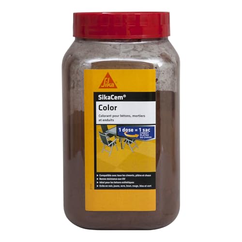 SIKA - Colorant en poudre pour ciment/chaux/plâtre - SikaCem Color Brun - Couleur uniforme - Résistant aux UV - Ne modifie pas le temps de prise des mortiers - Dosage facile - 700g