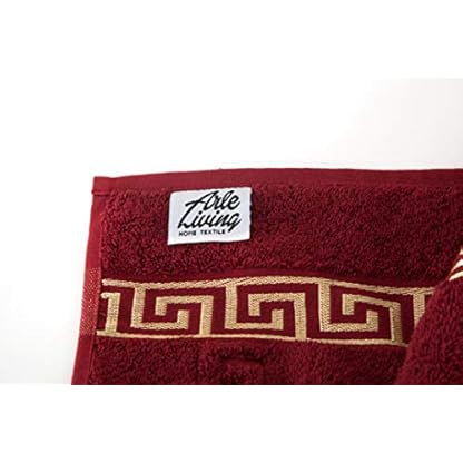 Luxus Medusa Handtuch 50x90 cm im 4er Pack - feinste Ringgarn Baumwolle / Jacquard Webung / Hochflor Frottee mit Medusa Flachprägung und goldener Medusa Bordüre (bordeaux, 4er Pack Handtuch 50x90 cm) – Bild 6