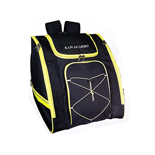 KAWAGARBO Skischuhtasche zum Skifahren und Snowboarden, Reiseausrüstung, Rucksack zur Aufbewahrung von Ausrüstung, Schutzbrille, Handschuhe und Zubehör (Schwarz/Gelb) Cover
