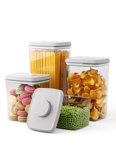 Airtight Food Storage Containers, 4-Piece Set, 1.3-3.5 Qt, Pop-Top Lids