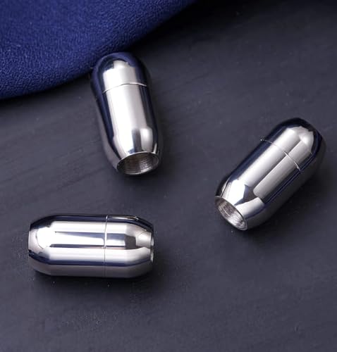 Image of Beadsnfashion 10 Pcs Strong Magnetic Tube Clasps - 17x9mm, 5mm Hole Size, Silver Finish | Premium Magnetic Clasp for Jewellery Making, Bracelets & Necklaces | Essential Jewelry Findings for DIY Crafting