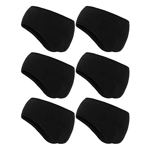 6 Pieces Ear Warmer Headbands Winter Ear Muffs Headband Sports Full Cover Headbands for Outdoor Activities Sports Fitness (Black)