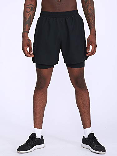 Ajcoflt Calças esportivas 2 em 1 masculinas de secagem rápida Calças curtas para basquete.