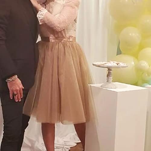 WDPL Adult A-line Tulle Skirt Bridesmaid Petticoat Tutu for Women (Medium, Khaki)