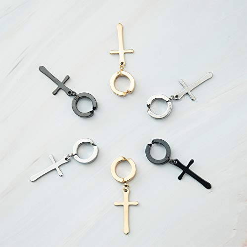 NEWITIN 15 Pairs Magnetic Stud Earrings for Men Clip on Earrings Stainless Steel Magnet Earring Unisex Dangle Cross CZ Hoop Magnetic Stud Earring Set for Men Women3