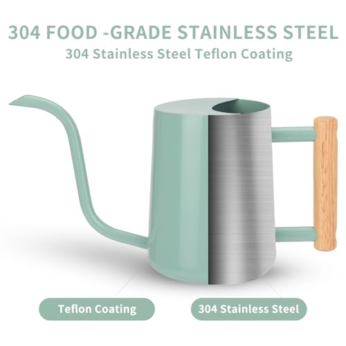 CEWOR Regador para Plantas de Interior, Verde 35 Onças, Bonito, Regador de Metal para Interior, Pote