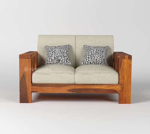 Image of KL Furniture Solid Sheesham Wood Sofa Set 6 Seater | Wooden Set 3+2+1 for Living Room | Six Seater Sofa | Teak Brwon Finish
