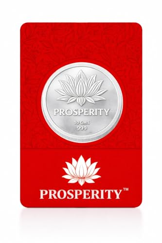 Image of PROSPERITY 10g Silver Coin 999 Pure BIS Hallmarked with Lotus Design | Certified Pure Silver Coin for Lakshmi Puja, Diwali, Wedding Gift, Festival Gifting & Auspicious Occasions