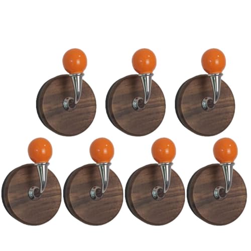 7 Pcs Colorful Magnetic Hooks Heavy Duty Magnet Hook Strong Neodymium Magnetic Coat Hooks Magnetic Hanger for Refrigerator, Metal Door, Locker for Hanging Towel, Coat, Bag, Umbrella (Orange)