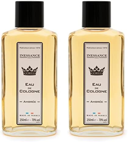 Inessance Paris - Eau de Cologne Ambrée Inessance Paris pour Femmes et Hommes - Fragrance Sobre et Facile à Porter - Fabriqué en France - 250ml (Lot de 2)