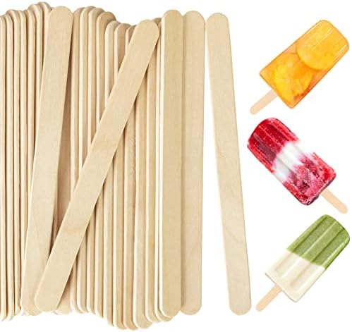 Acerich 200 Pcs Craft Sticks, Popsicle Sticks Ice Cream Wooden Sticks 4.5 Inch Length Treat Sticks for DIY Crafts, Mixing, Waxing