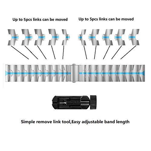 Rabuzi Compatible For Samsung Galaxy Watch 3 45Mm/46Mm Bands,22Mm Enamel Process Stainless Steel Metal Watch Strap Compatible Samsung Watch 3 45Mm,Gear S3 Frontier/Classic Smartwatch,Silver+Blue #TOP3