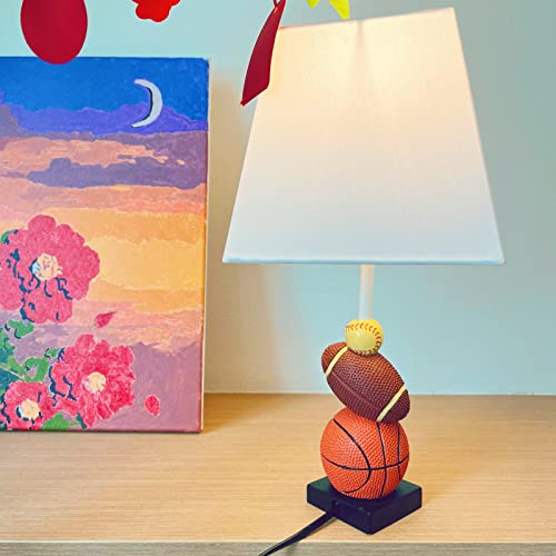 Herbestbay Kids Bedside Table Lamp, Adorable 14 Inch Football, Basketball & Baseball Design With Cute Lampshade, Sports Lamp Ideal For Children's Bedroom Decor, Includes Led Bulb #TOP2