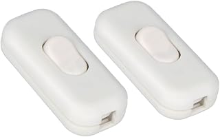 Inline Cord Switch, 2PCS On/Off Lamp Control Appliance Switch AC120V 10A, 250V 6A for Bedroom Table Lamp Desk LED Lights, Electric Spreader Pumps, White