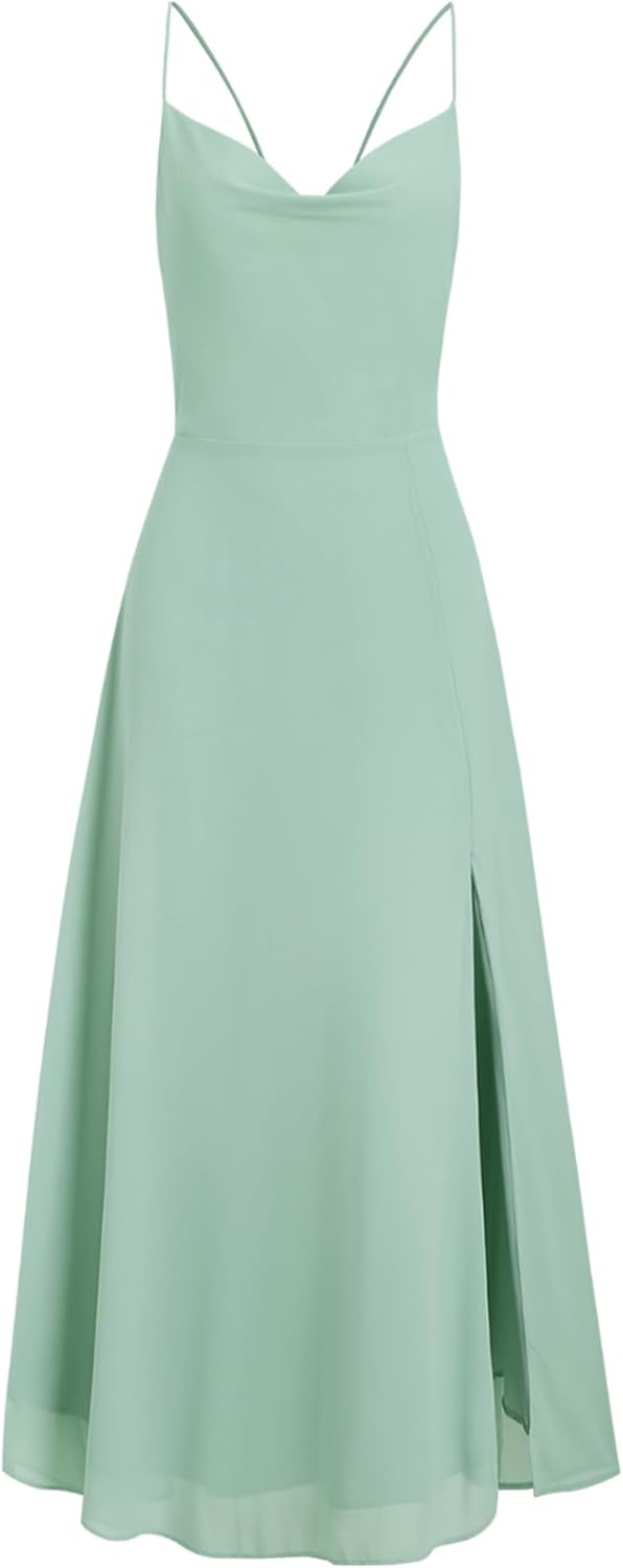 RIHOAS Women Party Spaghetti Strap Maxi Dress Sleeveless Backless Slit Elegant Wedding Guest Cocktail Dresses