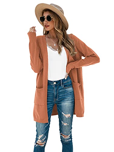 Image of TASAMO Cardigan Sweaters for Women Long Sleeve Open Front Casual Knit Fall Coat Oversized Soft Outwear with Pockets
