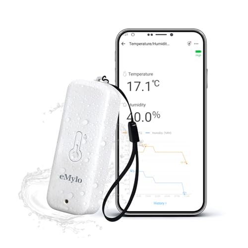 eMylo Zigbee Temperature Humidity Sensor IP65 Indoor Outdoor Thermometer Hygrometer for Home Automation Hub Required Compatible with Echo Devices with Zigbee 3.0 Hub Built-in Home Assistant Homey
