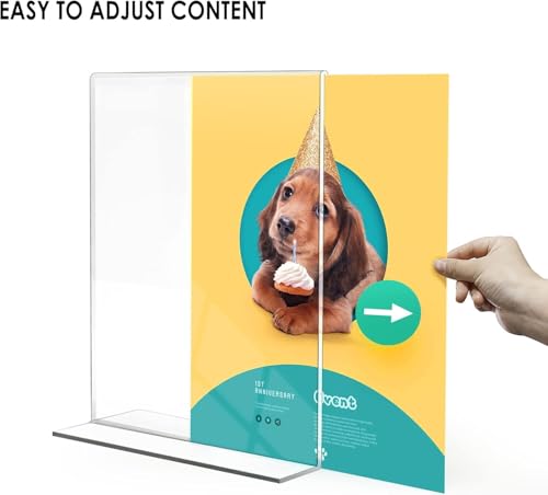 Image of NEILL Acrylic Sign Holder T Shape, Size-A5(5.8 inchx8.3 inch), Pack of 4 Pcs, Double Sided Portrait Display Stand Table Top Perfect for Restaurants, Promotions, Classroom