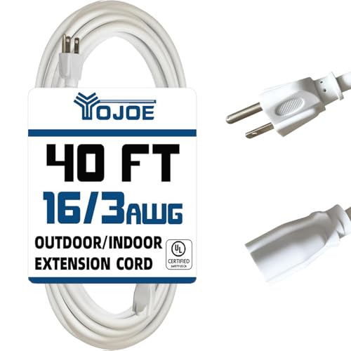 YOJOE 40ft Weatherproof Extension Cord, 3-Prong, 16/3 SJTW