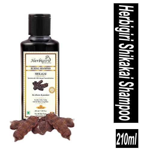 Image of Herbal Shikakai Anti Dandruff Nourishing Shampoo (Mild & Gentle Hair & Scalp Cleanser For Volumized & Lustrous Hair) PARABEN FREE 210 ml (210 ml)