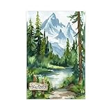 NKALFGH Póster en lienzo con impresión de acuarela de Sawtooth Mountains para dormitorio, decoración de paisaje, regalo, 30 x 45 cm