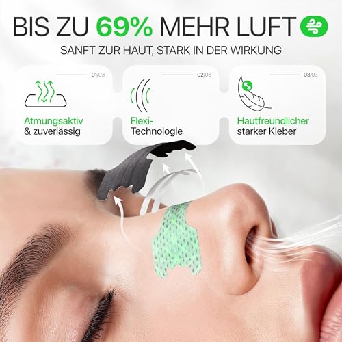Ellicit Nasenpflaster Schwarz, 30er Pack Premium Nasenstrips, gegen Schnarchen, Extra Halt für Sport & bessere Schlafqualität, besser Atmen bei verstopfter Nase, Nasal Strips (Performance)