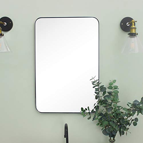 Gracto 20X30 Inch Chrome Stainless Steel Metal Framed Bathroom Mirror Wall Mounted Rounded Rectangular Bathroom Vanity Mirror #TOP4