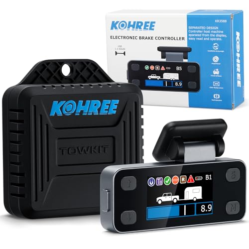 Kohree Upgraded Trailer Brake Controller Kit, Split Design, LCD Screen, Smart Chip, Proportional Braking, Electric Brake Controller for Trailers with 1-4 Axles