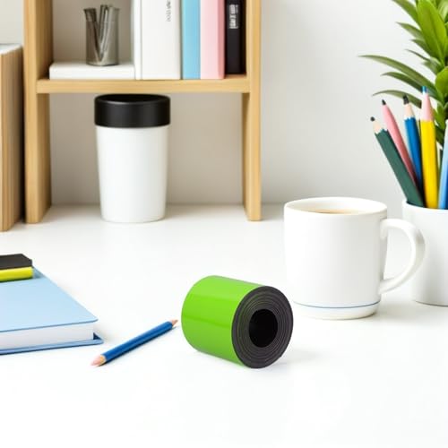 SHINEOFI Reusable Green Magnetic Whiteboard Label Roll 9.8ft X 2in with Dry Erase Writable Surface and Cuttable Rubber Pet Material for Meeting Notes and File Cabinet Organization - Image 7