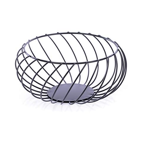 Homede Merida Decorative Storage Basket Metal 22 x 22 x 10 cm Multi-Purpose Wire Basket Black Cover