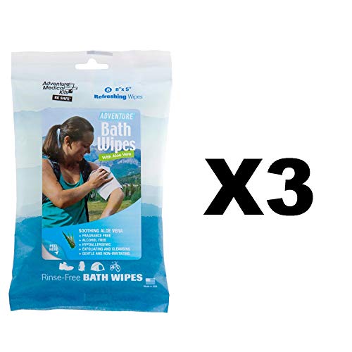 Adventure Medical Kits Bath Wipes Hypoallergenic Travel Camping (3-Pack of 8)