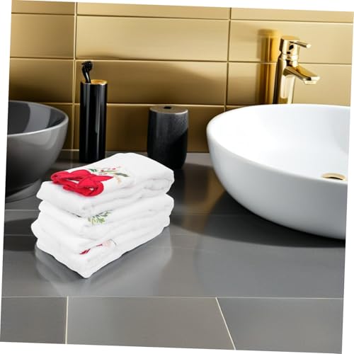 Serviettes de Noël coton brodé | Linge de main doux absorbant salle de bain - 8
