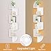 Waipfaru Corner Shelf, 5 Tier Bookshelf with LED Light, Corner Shelf Wall Mounted, Floating Shelves for Wall, Display Stand for Bedroom, Living Room, Bathroom, Home, Office, White