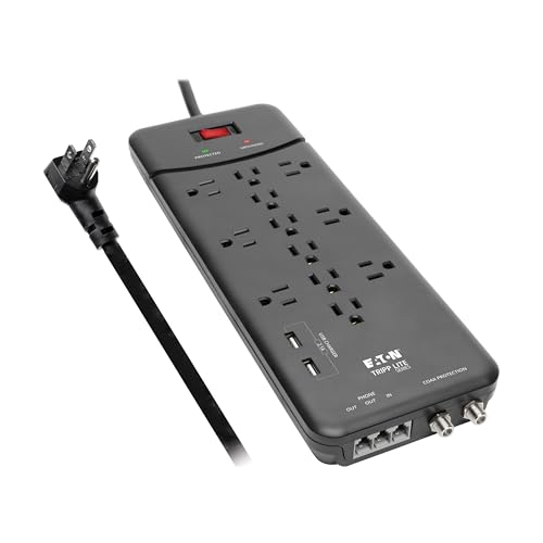 Eaton Tripp Lite TLP128TTUSBB Surge Protector Power Strip