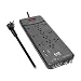 Tripp Lite 12  Outlet Surge Protector Power Strip, 2 USB Charging Ports, Tel/Modem/Coax Protection, 8ft Cord Right Angle Plug, Black, Lifetime Insurance & $150K Insurance (TLP128TTUSBB)