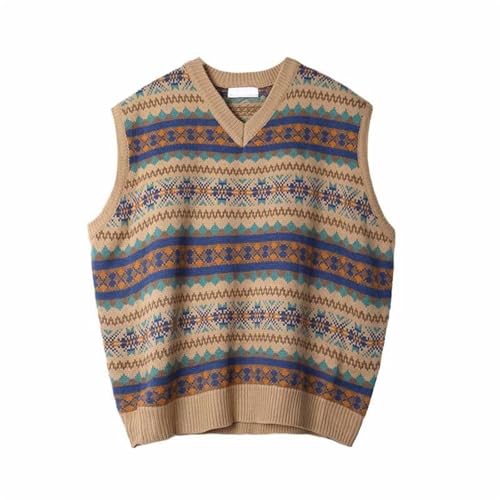 Sweater Vest Men Aztec Graphic V Neck Fall Casual Pullover Sleeveless Fashion Tops Comfort Soft Sweaters